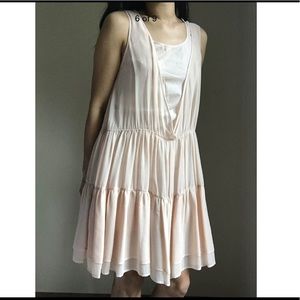 See by Chloe silk ruffle dress nude blush pink